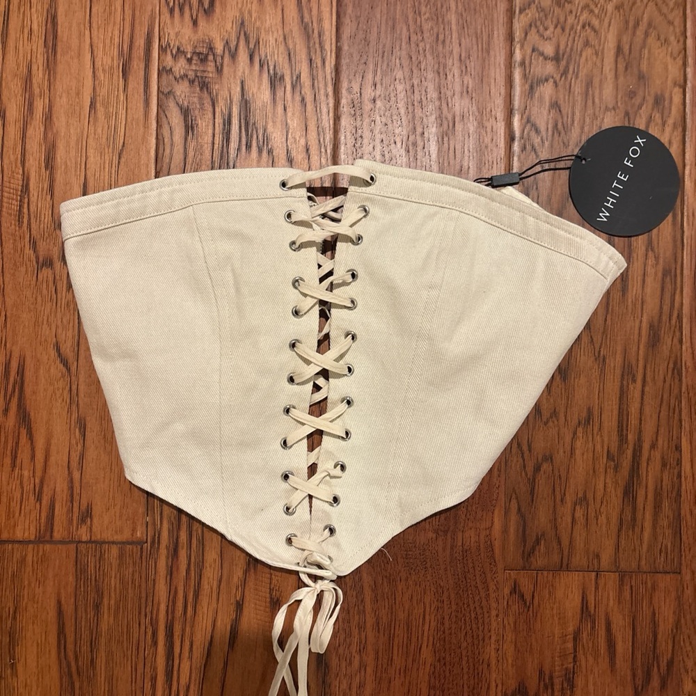 NWT White Fox Lace-Up Corset Top in Cream